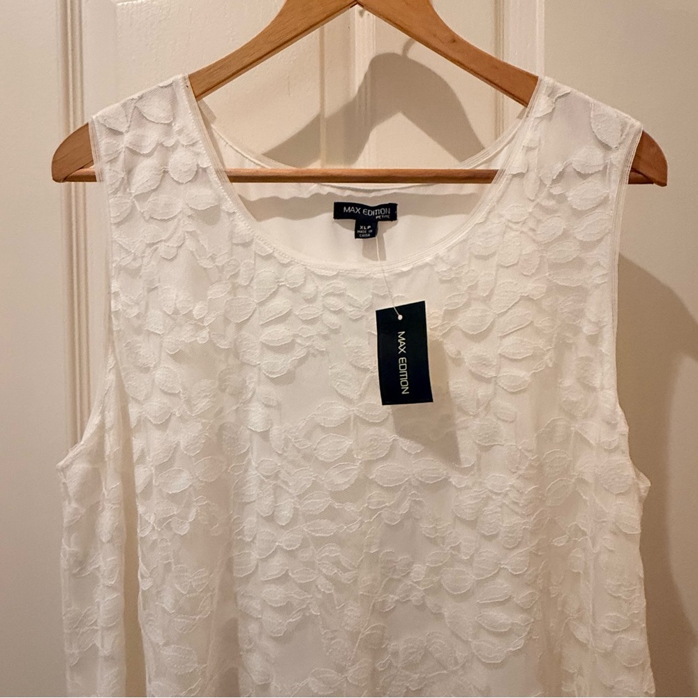 NWT White lace shift dress Bridal Shower Summer cottagecore minimal chic - Picture 3 of 9
